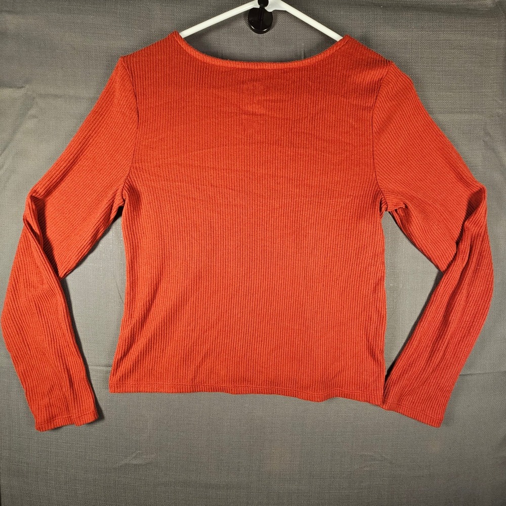 SO Ribbed Long Sleeve Empire Waist Bow Top Rust Orange Girls 16 Plus DG34K006PS2 - Picture 4 of 6